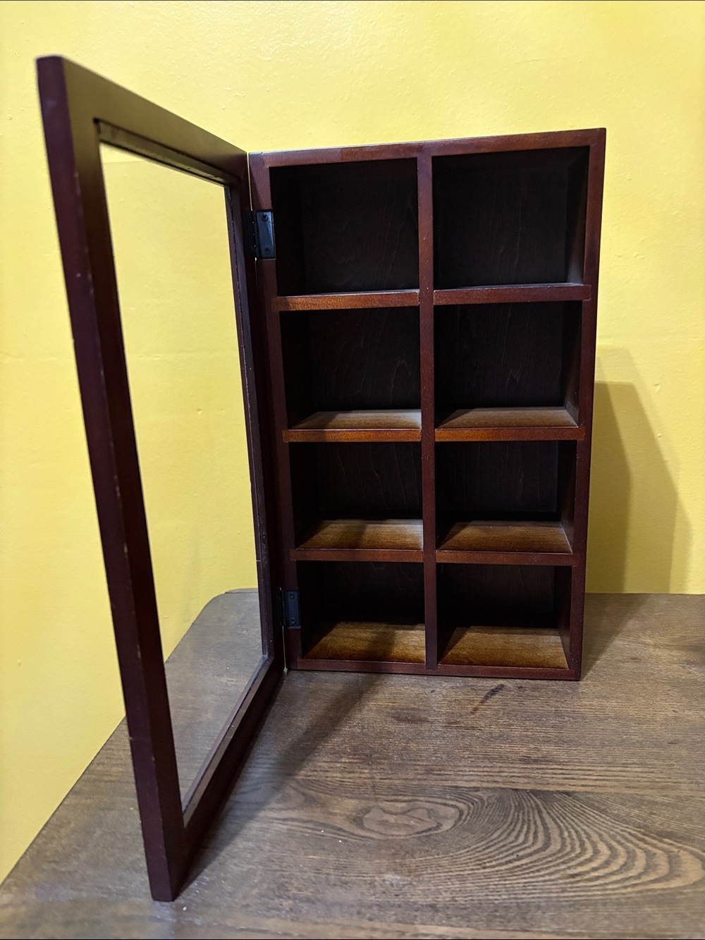 The Container Store Wooden Display Cabinet - Dark Brown with Plastic Glass Door